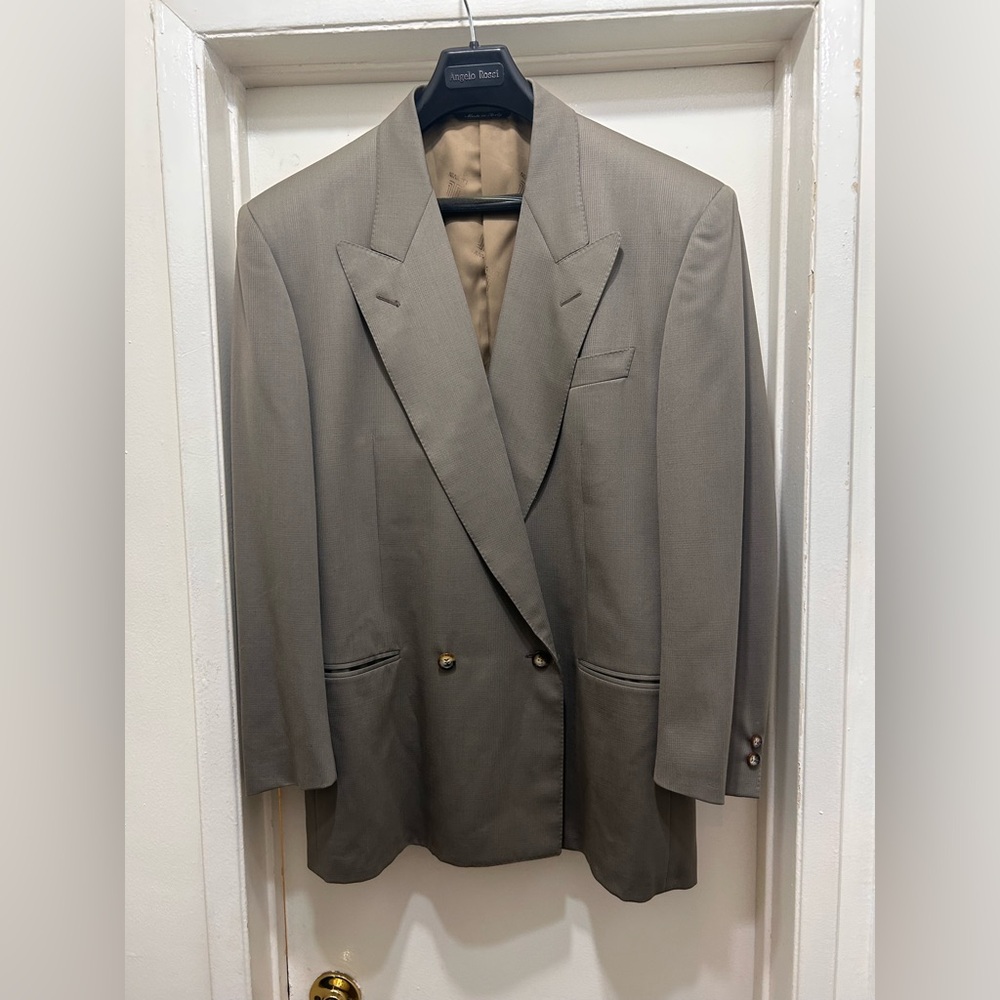 Lanvin Men’s Blazer 50R Beige Double Breasted Wool Peak Lapel Made in Italy